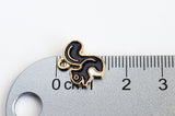 Squirrel Charms, Black White Enamel Pendant, Gold Toned, 14mm x 14mm - 5 pieces (1046)