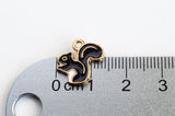 Squirrel Charms, Black White Enamel Pendant, Gold Toned, 14mm x 14mm - 5 pieces (1046)
