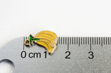 Banana Charms, Yellow Enamel, Gold Toned Metal, 15mm x 10mm - 5 pieces (1054)