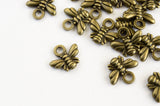 Tiny Bee Charms, Antique Bronze, 10mm - 10 pieces (1069)