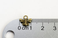 Tiny Bee Charms, Antique Bronze, 10mm - 10 pieces (1069)