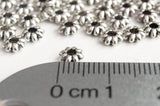 Metal Star Beads, Silver Toned Spacer Beads, 5mm x 2mm - 40 pieces (F188)