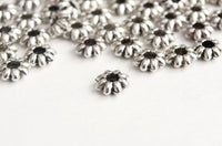 Metal Star Beads, Silver Toned Spacer Beads, 5mm x 2mm - 40 pieces (F188)