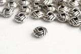 Metal Knot Beads, Antique Silver Rondelle Spacer, Rope Design, 6mm x 3mm  40 pieces (F194)