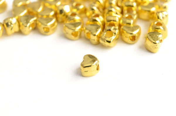 Tiny Heart Spacer Bead, Gold Tone, 3 x 4mm - 40 pieces (F198)