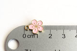 Cherry Blossom Charms, Gold Toned Pink Enamel, 14mm x 12mm - 5 pieces (1179)