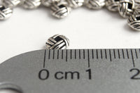 Metal Knot Beads, Antique Silver Rondelle Spacer, Rope Design, 6mm x 3mm  40 pieces (F194)