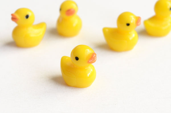 Mini Rubber Duck Cabochons, Resin Bird Embellishments, 15mm x 14mm - 8 pieces (PC016)