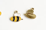 Bee Charms, Colorful Enamel, Gold Toned Metal, 16mm x 17mm - 5 pieces (1181)