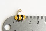 Bee Charms, Colorful Enamel, Gold Toned Metal, 16mm x 17mm - 5 pieces (1181)