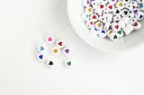 Multi Heart Plastic Beads, 7mm x 3.5mm - 100 pieces (BTMHEART)