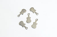 Guitar Charms, Stainless Steel Stamping Blank - 14mm x 6mm - 10 pieces (1230)