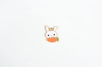 Rabbit Carrot Charms, Enamel On Gold Toned Metal, 15mm x 11mm - 5 pieces (1239)