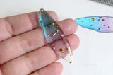 Dragonfly Wing Pendants, Blue and Purple Insect Charms, 2 inches - 2 pieces (1225E)