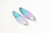 Dragonfly Wing Pendants, Blue and Purple Insect Charms, 2 inches - 2 pieces (1225E)