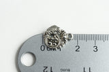 Fish and Flower Charm, Round Antique Silver Pendant, 17mm x 14mm - 10 pieces (1221)