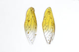 Resin Insect Wing Pendants, Yellow Cicada Wing, 2 inches - 2 pieces (1225B)