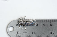 Cicada Insect Charms, Silver Tone Bug Charms, 27mm x 22mm - 5 pieces (1236)