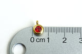 Red Rhinestone Charms, Gold Toned Stainless Steel, 6.5 mm - 4 piece3s (1268)