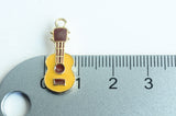 Guitar Charms, Acoustic Guitar Pendants, Gold Tone 23mm x 9mm - 5 pieces (1281))