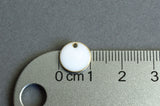 Round White  Charms, Enamel, Brass, 10mm - 5 pieces (1299)