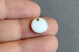 Round White  Charms, Enamel, Brass, 10mm - 5 pieces (1299)