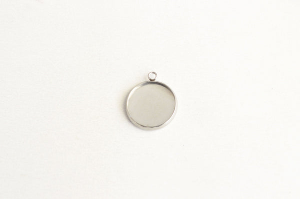 Round Bezel Charms, Stainless Steel Cabochon Settings, 16mm - 10 pieces (BZ9)