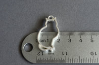 Cat Pendant, Matte Silver Open Back Bezel Charms For Resin, 36mm x 19mm - 4 pieces (BZ11)