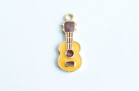 Guitar Charms, Acoustic Guitar Pendants, Gold Tone 23mm x 9mm - 5 pieces (1281))