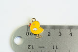 Chick Charms, Yellow Enamel Baby Bird Pendant, Gold Toned, 20mm x 12mm - 4 pieces (1327)