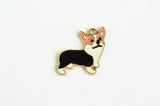 Dog Charms, Enamel Corgi Pendants, Gold Tone Tri-Color, 24mm x 23mm - 4 pieces (1337)