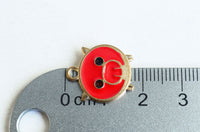 Pig Charms, Red Enamel, Gold Tone, 18mm x 16mm - 4 pieces (1288)