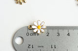 White Flower Charms, Enamel On Gold Toned Metal, 18mm x 14mm - 4 pieces (1307)