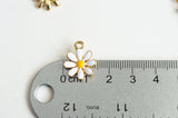 White Flower Charms, Enamel On Gold Toned Metal, 18mm x 14mm - 4 pieces (1307)