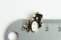 Cow Charms, Black White Enamel, Gold Toned Alloy Metal, 16mm x 20mm - 5 pieces (1310)