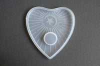Planchette Mold, Moon Star Heart Shaped Silicone, 3 1/2" - 1 piece (M067)