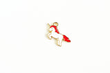 Unicorn Charms, Red and White Enamel, Gold Toned Fantasy Pendants, 16mm x 20mm - 5 pieces (1318)