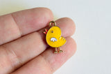 Chick Charms, Yellow Enamel Baby Bird Pendant, Gold Toned, 20mm x 12mm - 4 pieces (1327)