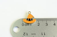 Witch Hat Charm, Orange Enamel Hat With Buckle, Gold Tone, 17mm x 17mm - 4 pieces (1329)