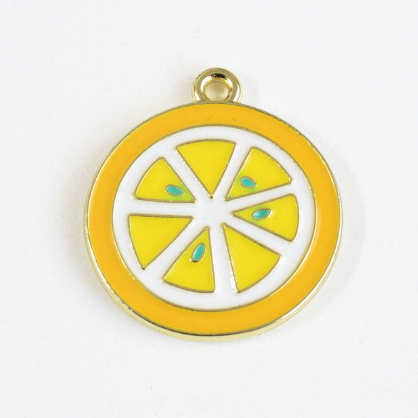 Lemon Charms, Round Citrus Slice Pendants, 22mm - 4 pieces (1339)