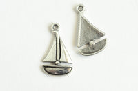 Sail Boat Charms, Silver Toned, 23mm x 13mm – 10 pieces (1412)