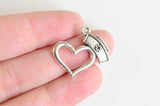 Heart Charms With Nurse Cap, Tibetan Silver Tone, Medical Love Pendants, 21 x 23mm - 10 pieces (1028)