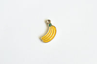 Banana Charms, Yellow Enamel, Silver Toned Metal, 19mm x 10mm - 5 pieces (1447)
