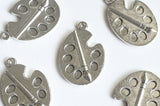 Paint Palette Pendants, Silver Tone Artist Charms, 27mm x 19mm - 10 pieces (1424)