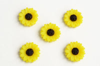 Sunflower Cabochons, Yellow Flower Jewelry And Craft Supplies, 17mm x 5mm - 6 pieces (PC024)