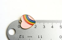 Heart Rainbow Charm, Pink Enamel Love Pendant, 20mm x 18mm - 4 pieces (1477)