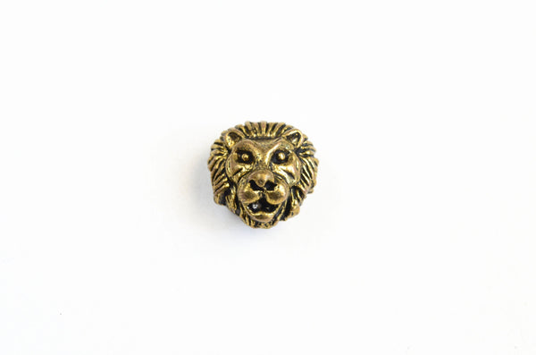 Lion Beads, Bronze Toned Lion Head Metal Spacer Beads, 12mm (B251)