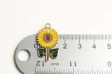 Sunflower Charms, Yellow Enamel Flower Pendants, 28mm x 16mm - 4 pieces (1493)