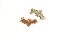 Brown Bat Charms, Gold Toned, 14mm x 23mm - 4 pieces (1473)