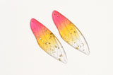 Resin Fairy Wing Pendants, Pink and Yellow Cicada Wing, 2 inches - 2 pieces (1225C)